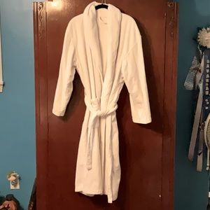 White Terry cloth wrap around robe